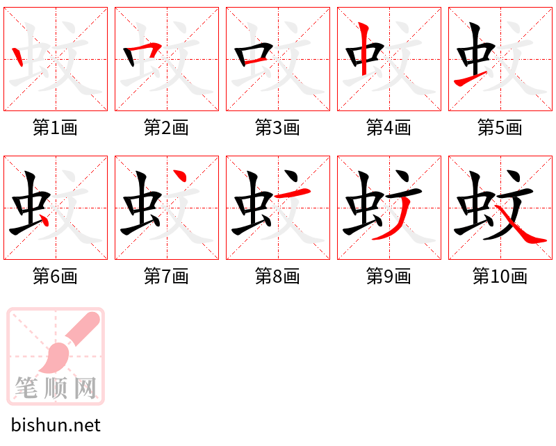 蚊 笔顺规范