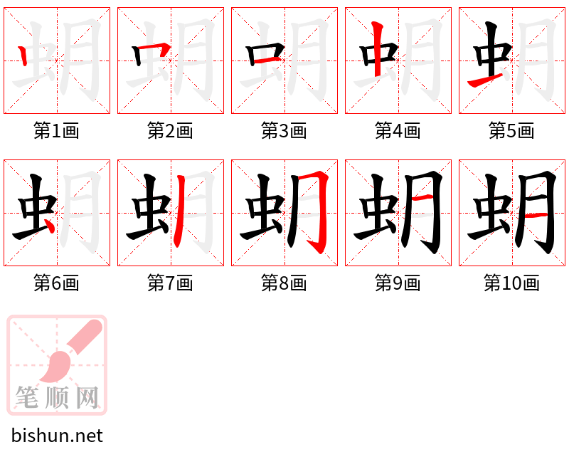 蚏 笔顺规范