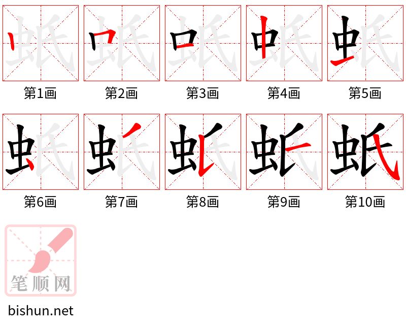 蚔 笔顺规范