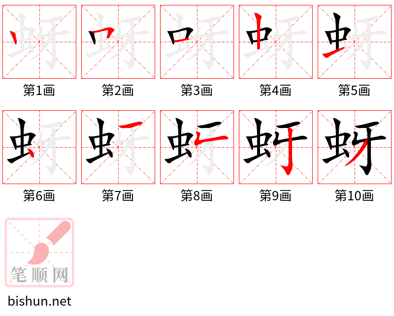 蚜 笔顺规范