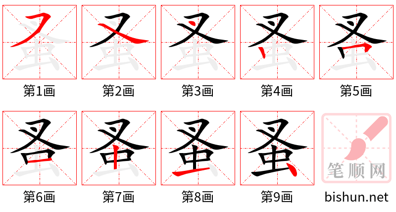 蚤 笔顺规范