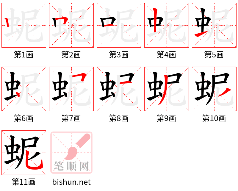 蚭 笔顺规范