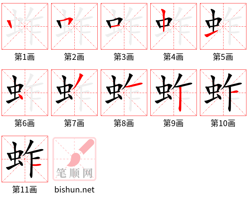 蚱 笔顺规范