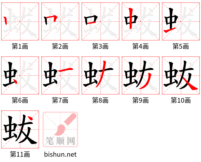 蛂 笔顺规范