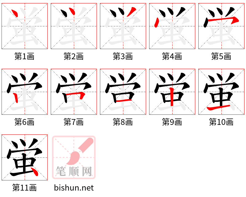 蛍 笔顺规范