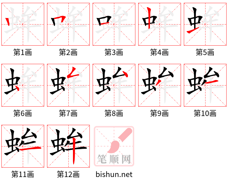 蛑 笔顺规范