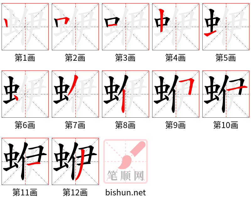 蛜 笔顺规范