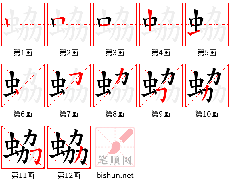 蛠 笔顺规范