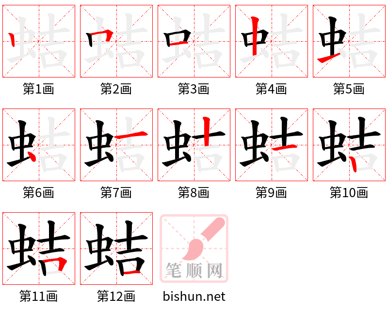 蛣 笔顺规范