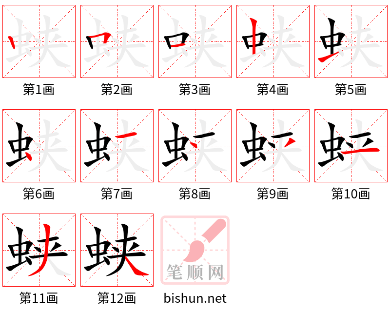 蛱 笔顺规范