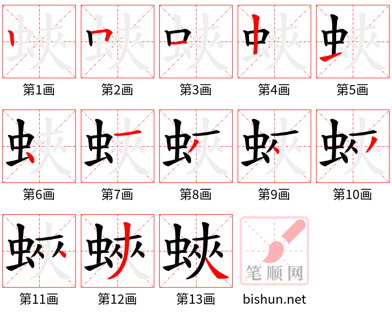 蛺 笔顺规范