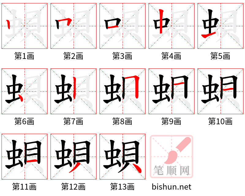 蛽 笔顺规范