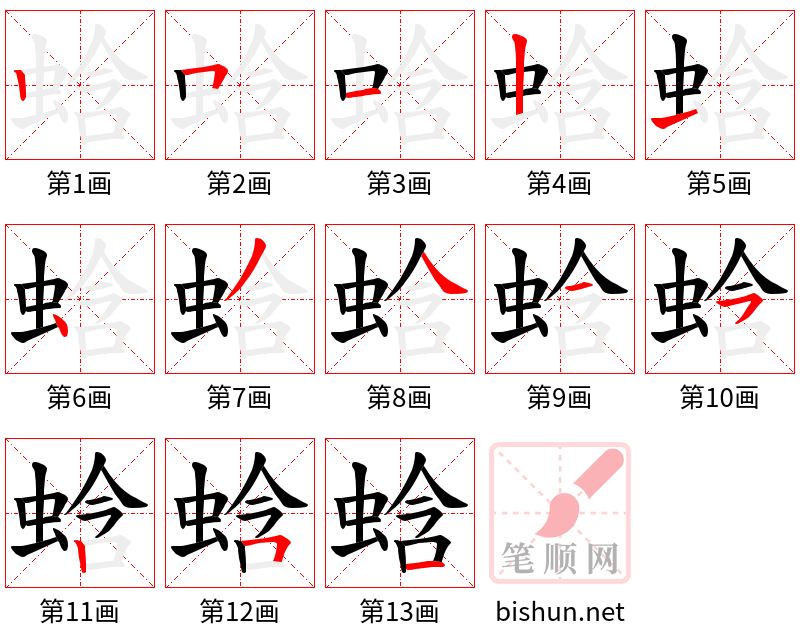 蛿 笔顺规范