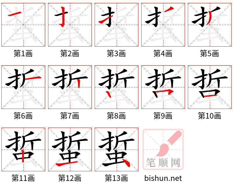 蜇 笔顺规范