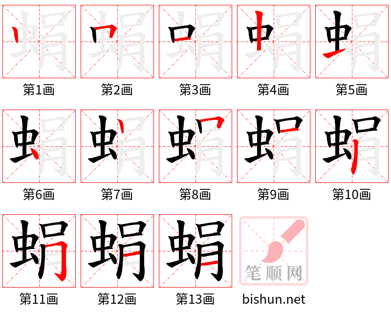 蜎 笔顺规范