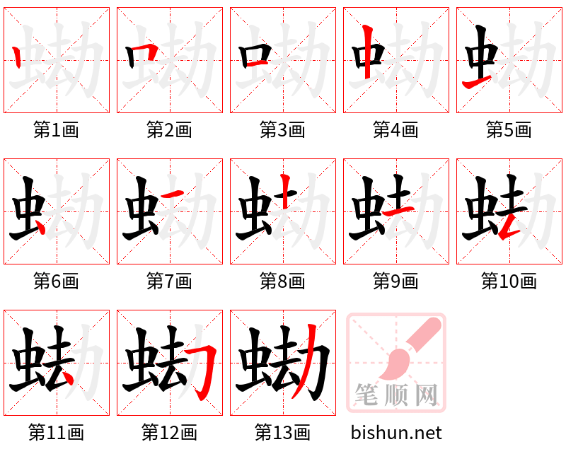 蜐 笔顺规范