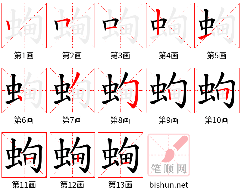 蜔 笔顺规范