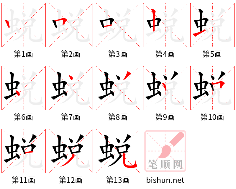 蜕 笔顺规范