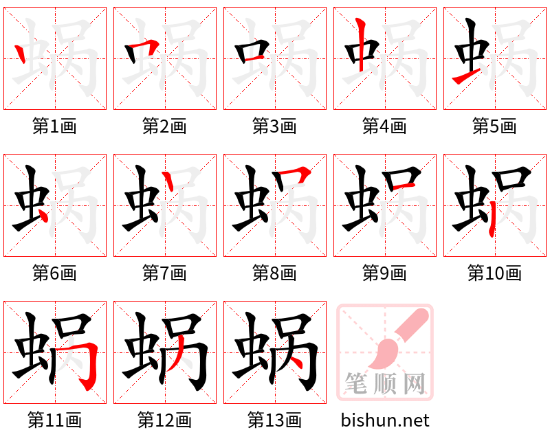 蜗 笔顺规范