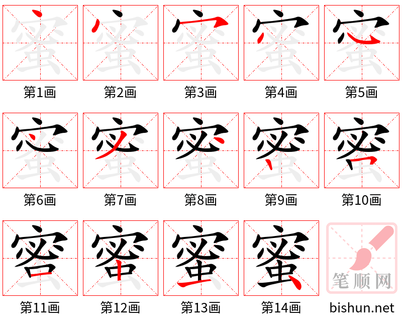 蜜 笔顺规范