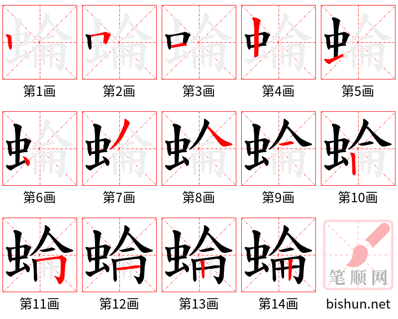 蜦 笔顺规范