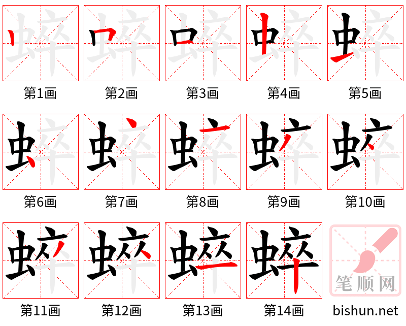 蜶 笔顺规范