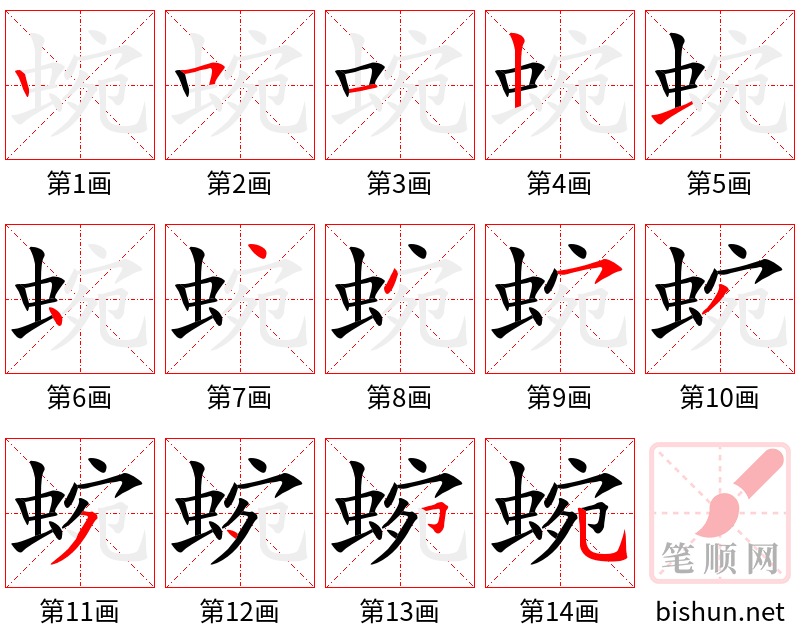 蜿 笔顺规范