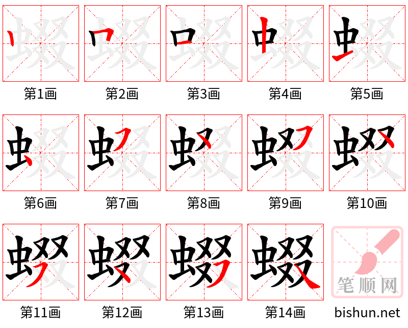 蝃 笔顺规范