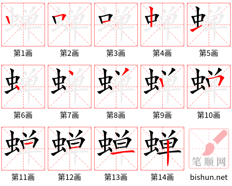 蝉 笔顺规范