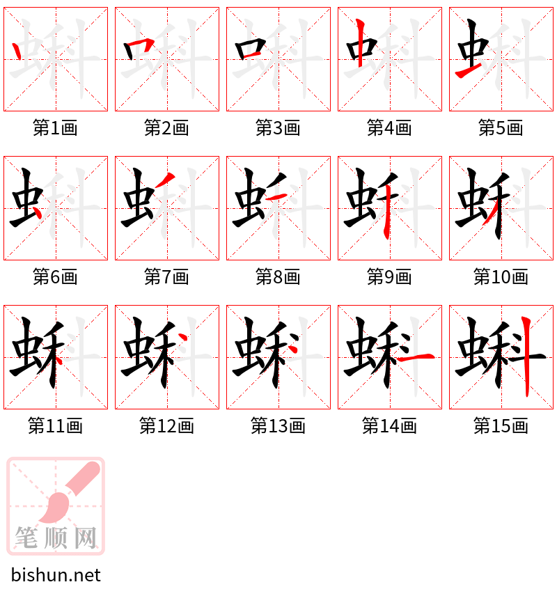 蝌 笔顺规范