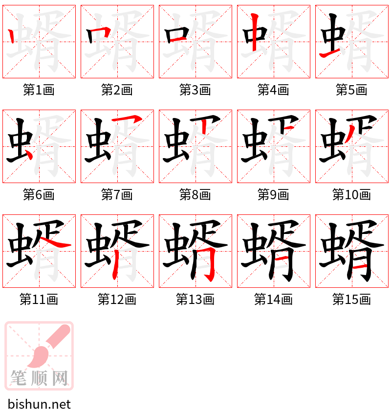 蝑 笔顺规范