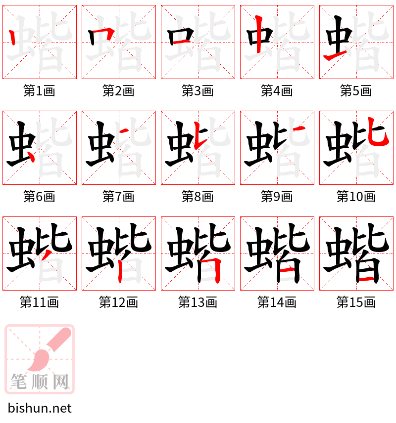 蝔 笔顺规范