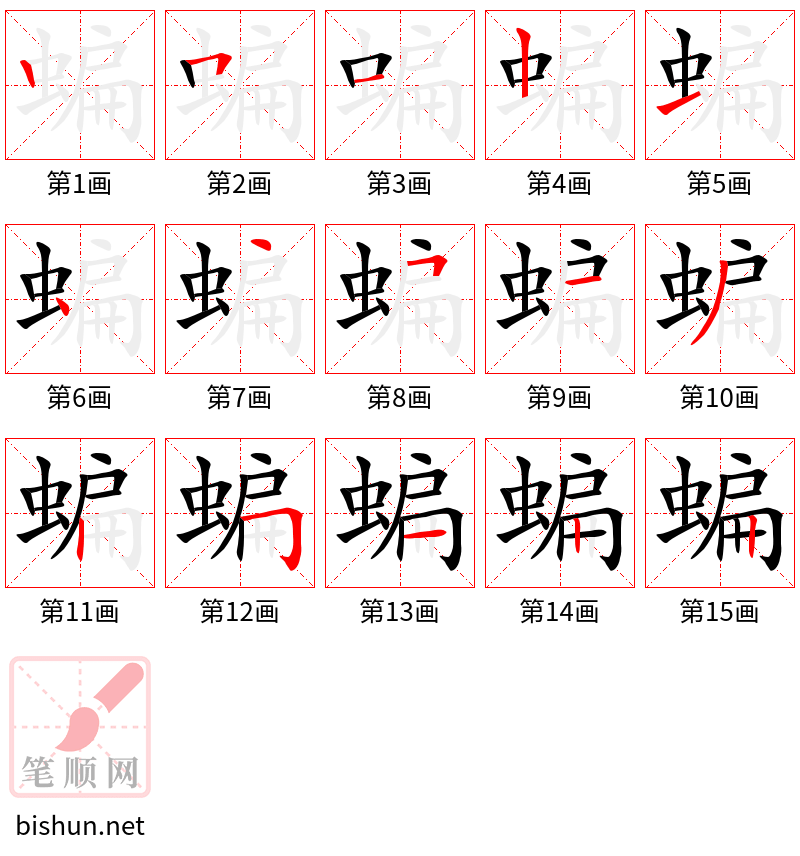 蝙 笔顺规范