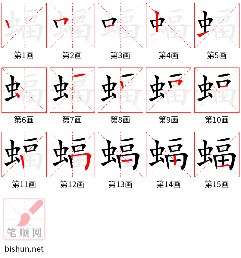 蝠 笔顺规范