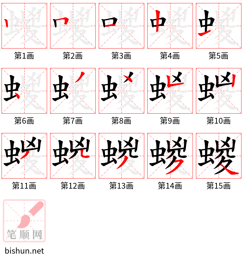 蝬 笔顺规范