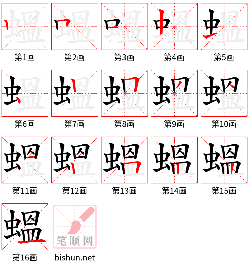 蝹 笔顺规范