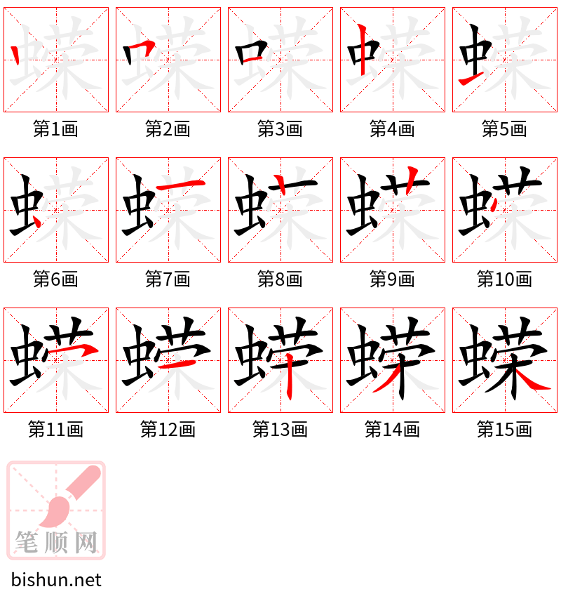 蝾 笔顺规范