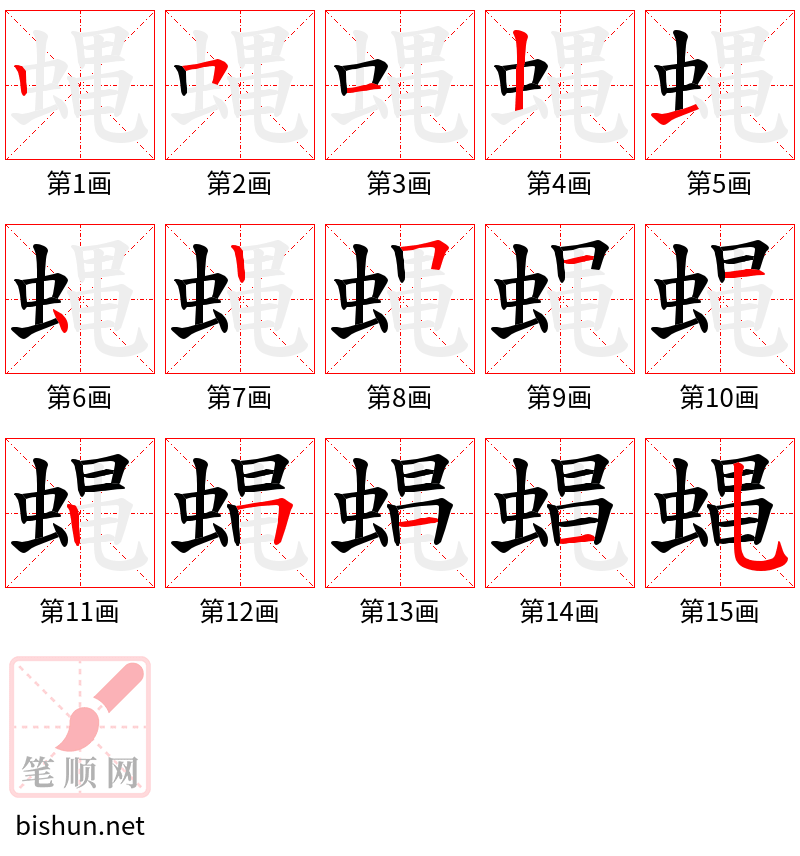 蝿 笔顺规范