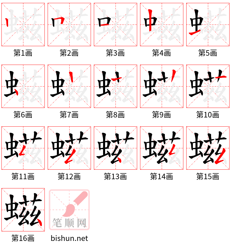 螆 笔顺规范