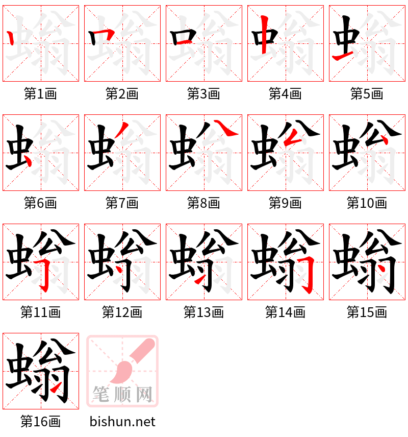 螉 笔顺规范