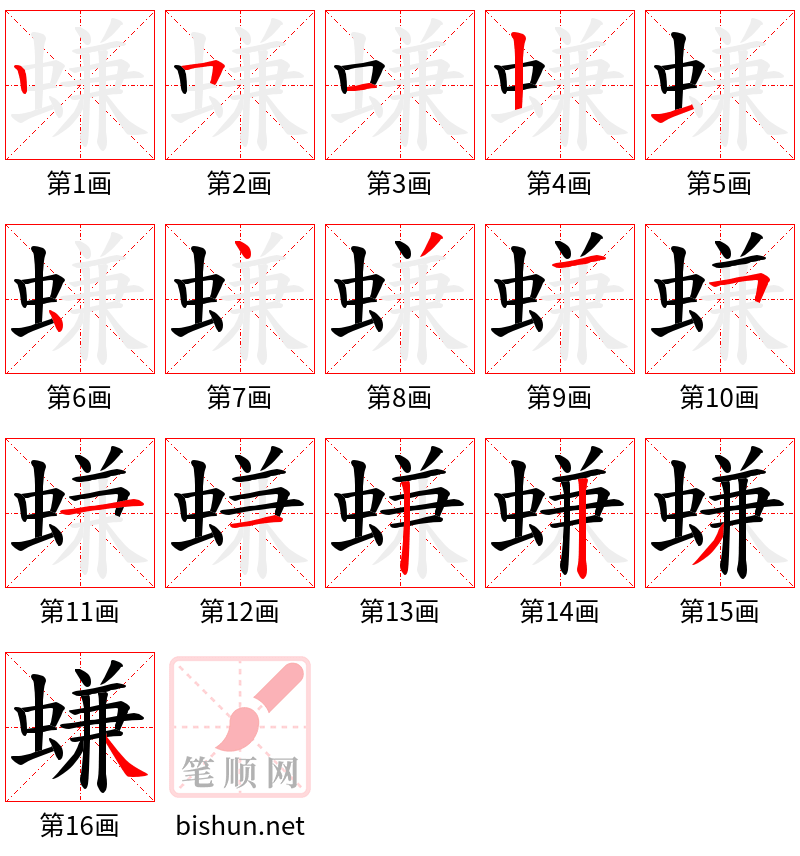 螊 笔顺规范