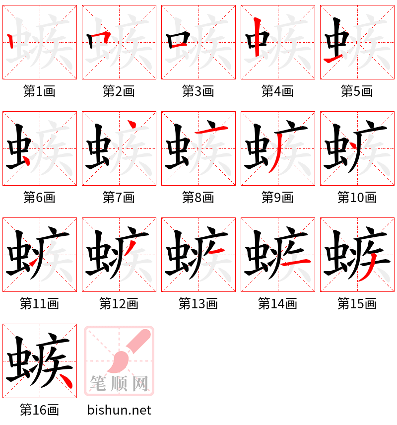 螏 笔顺规范