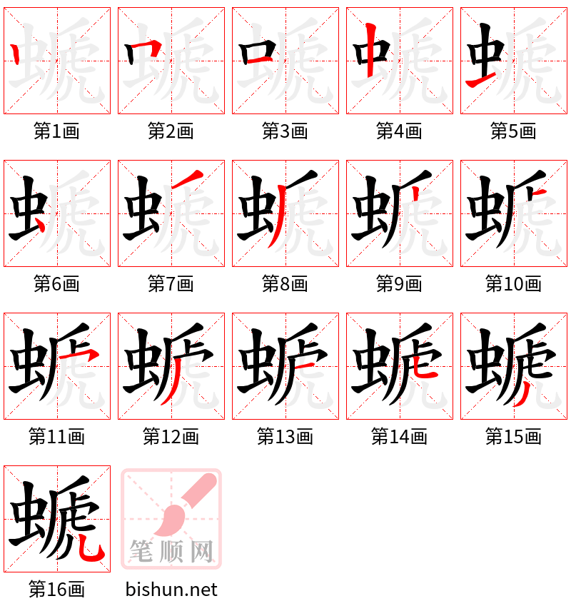 螔 笔顺规范