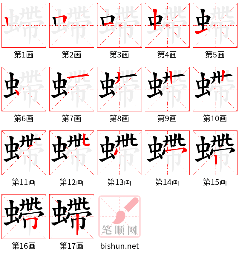 螮 笔顺规范