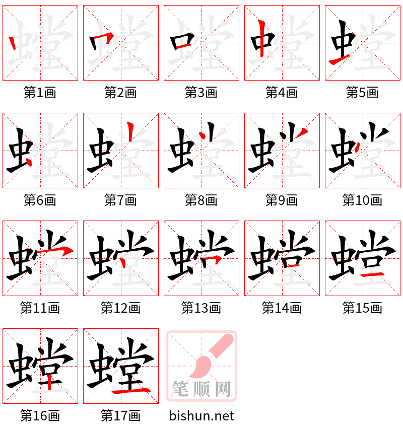 螳 笔顺规范