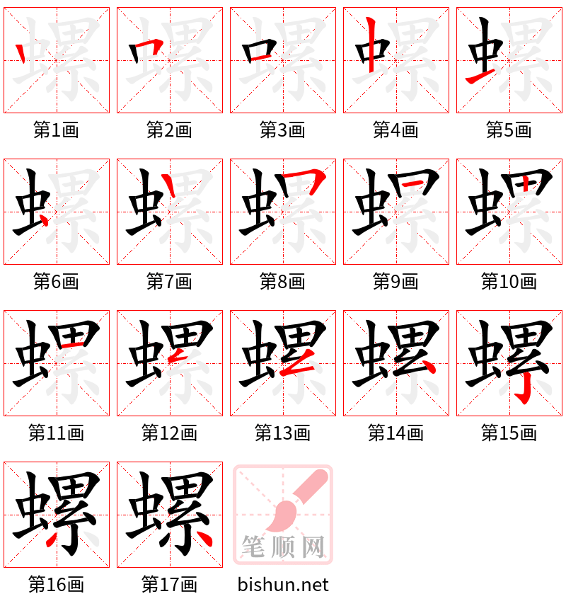 螺 笔顺规范