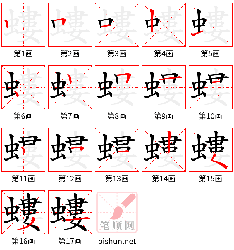 螻 笔顺规范