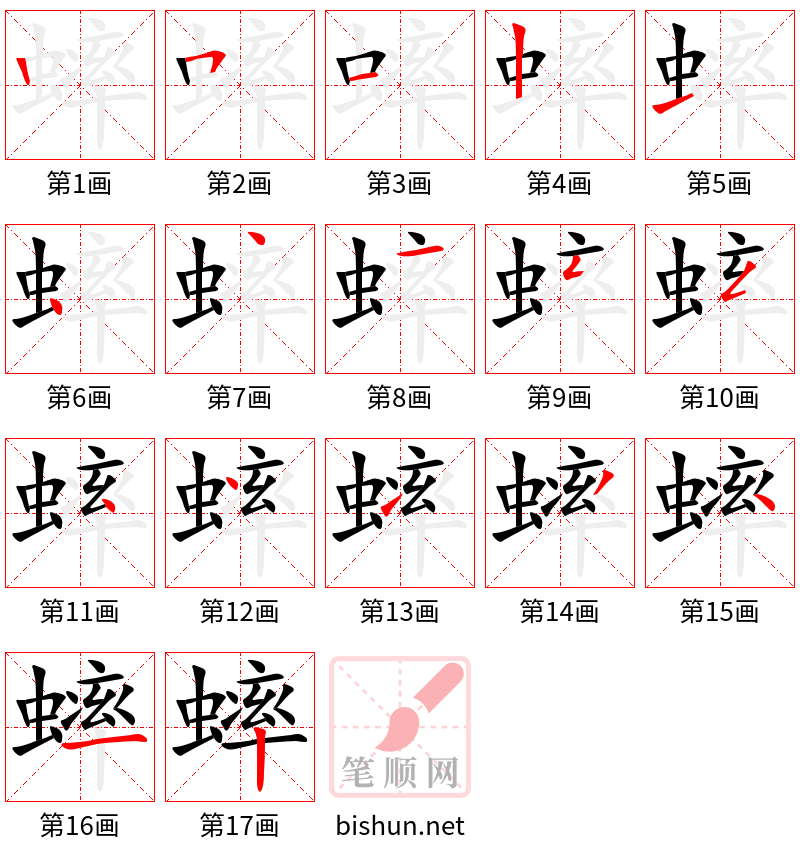 蟀 笔顺规范