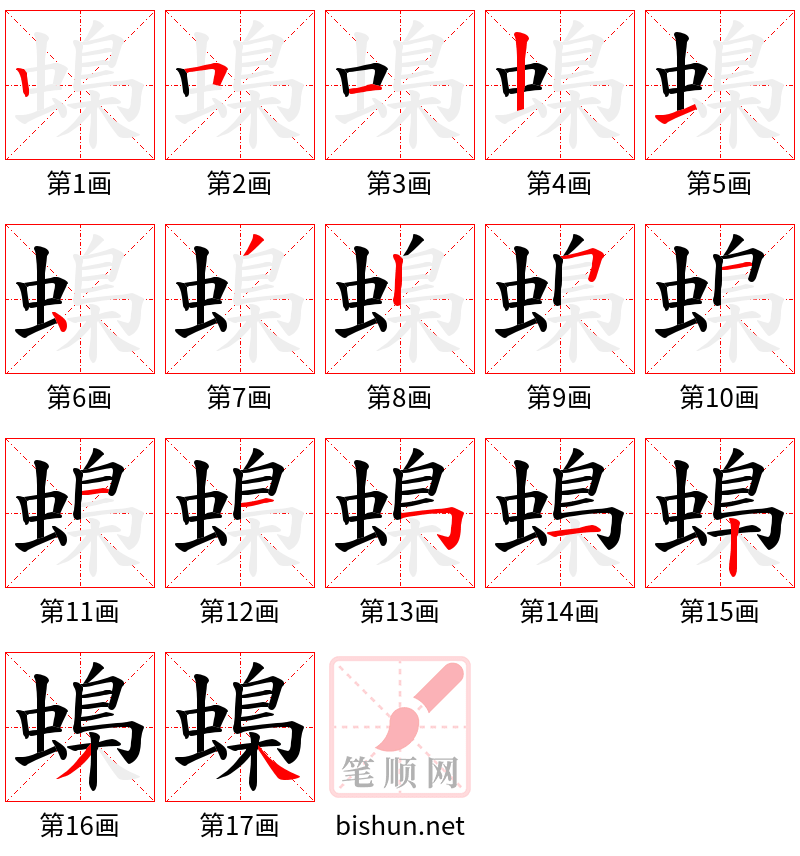 蟂 笔顺规范