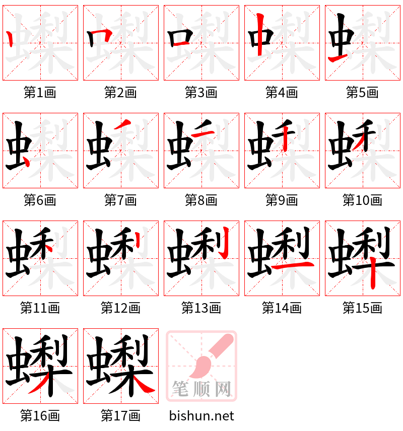 蟍 笔顺规范